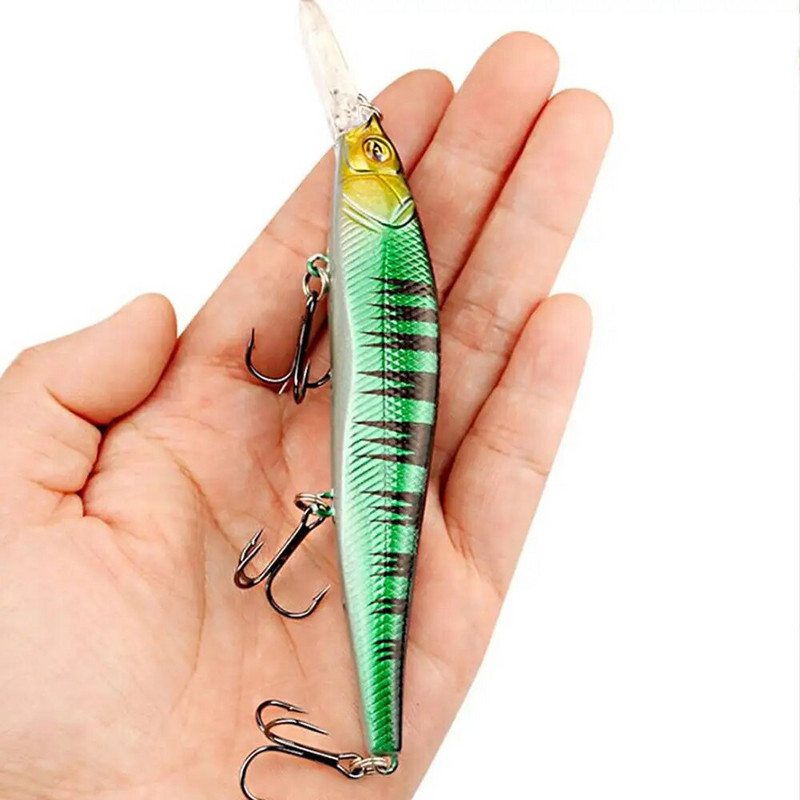 1 gab Minnow makšķerēšanas mānekļi 13,5 cm 15,8 g kvalitatīvi suspensijas vobleri 3D Lifelike Eyes Bass Pike Bait Mākslīgā Pesca cietā ēsma