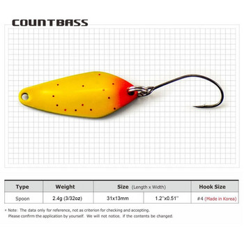 Κουτάλια ψαρέματος COUNTBASS Trout 2,4g 3/32oz Casting Metal Lure για Salmon Pike Bass Metal Brass Baits