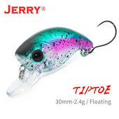 Jerry Tiptoe 2,4g 3cm Wobble Makšķerēšanas māneklis Crankbait Hard Bait Peldošs mikro spinings māneklis Ultralight Pesca Tackle