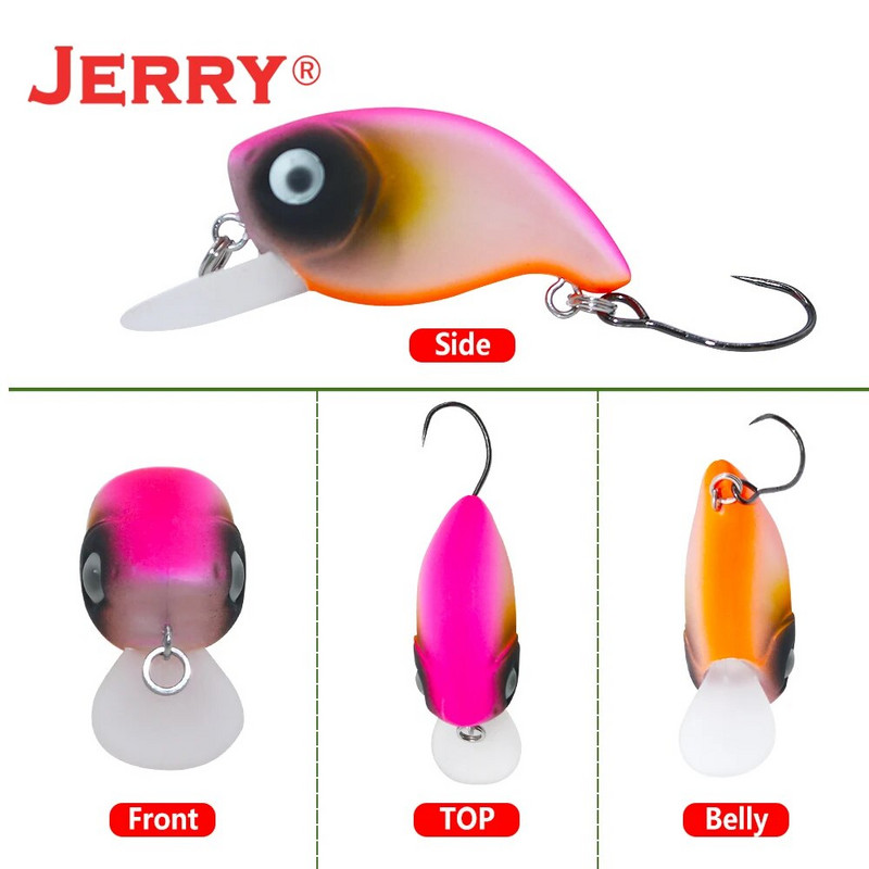Jerry Tiptoe 2,4g 3cm Wobble Makšķerēšanas māneklis Crankbait Hard Bait Peldošs mikro spinings māneklis Ultralight Pesca Tackle