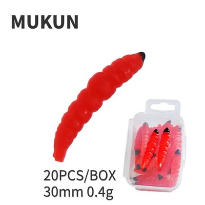 MUKUN 20 DB puha horgászcsali kukac szilikon csali 0,4 g/30 mm mesterséges csali jigging wobblerek sügér Pesca horgászfelszerelés