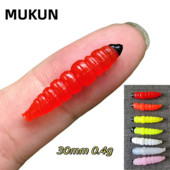 MUKUN 10GAB Mīkstais makšķerēšanas māneklis Worms Silikona ēsmas 0,45g/30mm Mākslīgā ēsma Jigging Vobleri Bass Carp Pesca Makšķerēšanas piederumi
