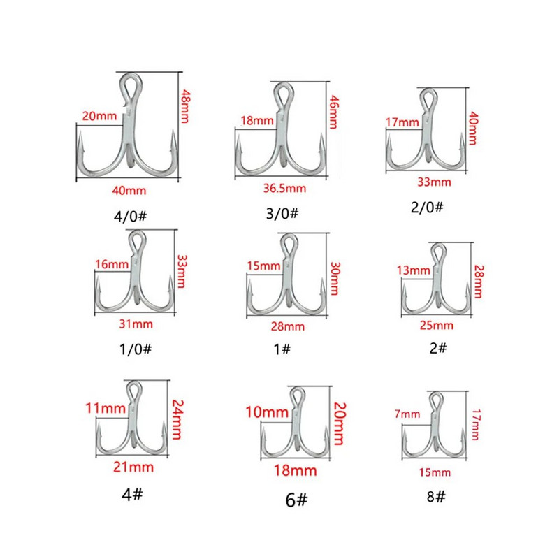 Balleo 5/10PCS Sharp četrkārši pastiprināts trīskāršs enkura āķis Trīskārši trīs makšķerēšanas āķi 4X reizes māneklis trīs dakšu trīs spīļu āķis