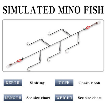 Риболовни съоръжения от високовъглеродна стомана Въртящи се риболовни принадлежности, примамки Pesca 3#-18# Държач за примамки Връв с 5 куки Комплект риболовни куки Marusi Ishni