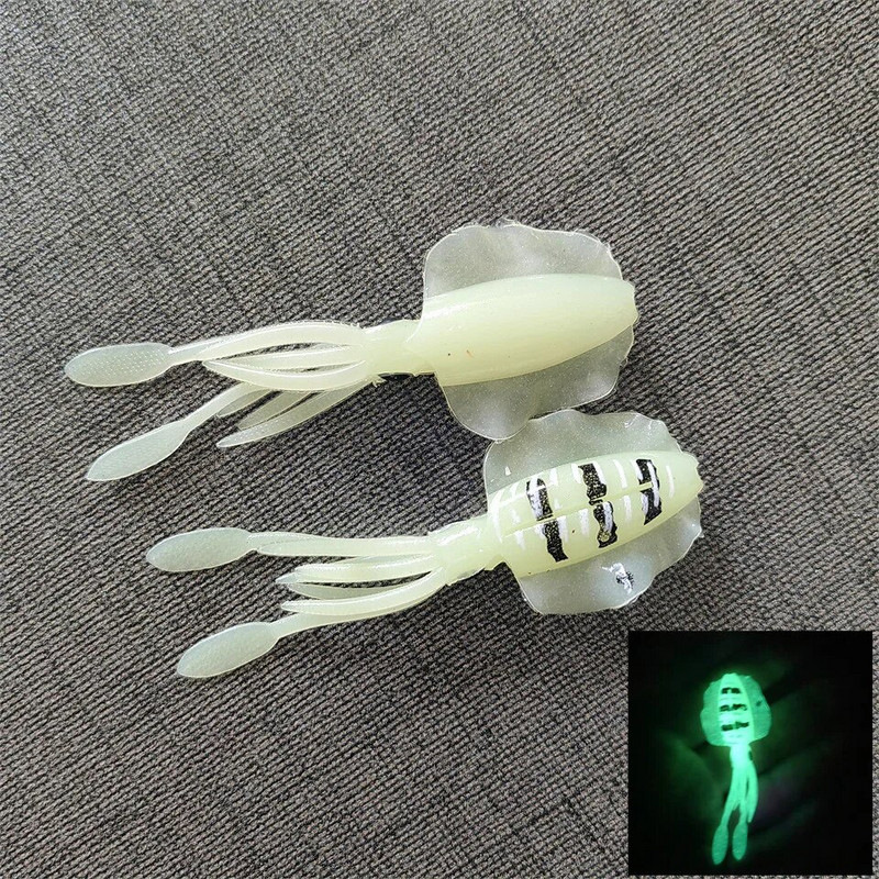 MUKUN 1PC 2g 6,5cm Luminous UV Squid Jig Soft Squid Fishing Trolling Lure For Sea Fishing Boat Fishing Wobblers Bait Rockfishing