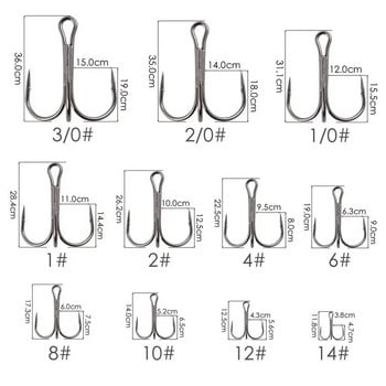 Aorace 10 бр. Високи риболовни куки Високовъглеродна стомана Бодливи рибарски куки Супер остри тройни куки Аксесоари за морски принадлежности с кутия