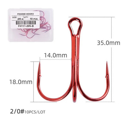 Aorace 10 kom Visokougljični čelik Bodljikave udice Super oštre trostruke udice Dodaci za morski pribor s kutijom