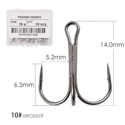 Aorace 10 kom Visokougljični čelik Bodljikave udice Super oštre trostruke udice Dodaci za morski pribor s kutijom