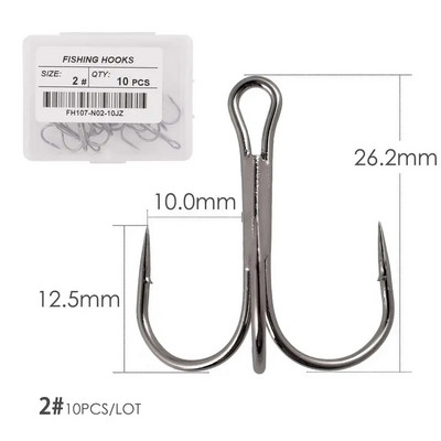 Aorace 10 kom Visokougljični čelik Bodljikave udice Super oštre trostruke udice Dodaci za morski pribor s kutijom