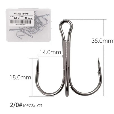 Aorace 10 kom Visokougljični čelik Bodljikave udice Super oštre trostruke udice Dodaci za morski pribor s kutijom