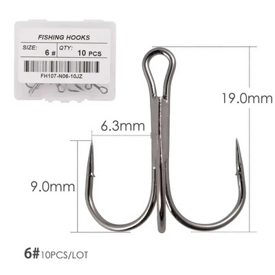 Aorace 10 kom Visokougljični čelik Bodljikave udice Super oštre trostruke udice Dodaci za morski pribor s kutijom