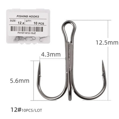 Aorace 10 kom Visokougljični čelik Bodljikave udice Super oštre trostruke udice Dodaci za morski pribor s kutijom