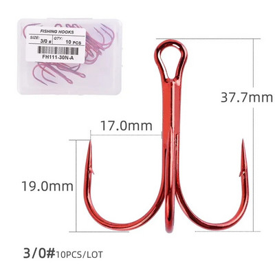 Aorace 10 kom Visokougljični čelik Bodljikave udice Super oštre trostruke udice Dodaci za morski pribor s kutijom