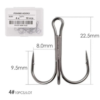 Aorace 10 kom Visokougljični čelik Bodljikave udice Super oštre trostruke udice Dodaci za morski pribor s kutijom