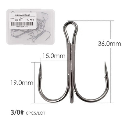 Aorace 10 kom Visokougljični čelik Bodljikave udice Super oštre trostruke udice Dodaci za morski pribor s kutijom