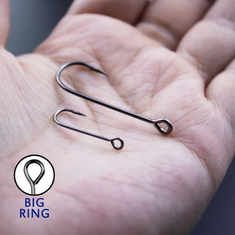 10vnt/30vnt didelių akių jūriniai kabliukai ilgi kabliukai Fish Round Bent Joint Hook žvejybos kabliukai