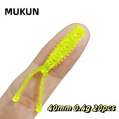 MUKUN 20PCS Micro Soft Fishing Lure 0,4g/40mm Rock Fishing Bait Soft Wobble Wobbler Artificial Fishing Accessories