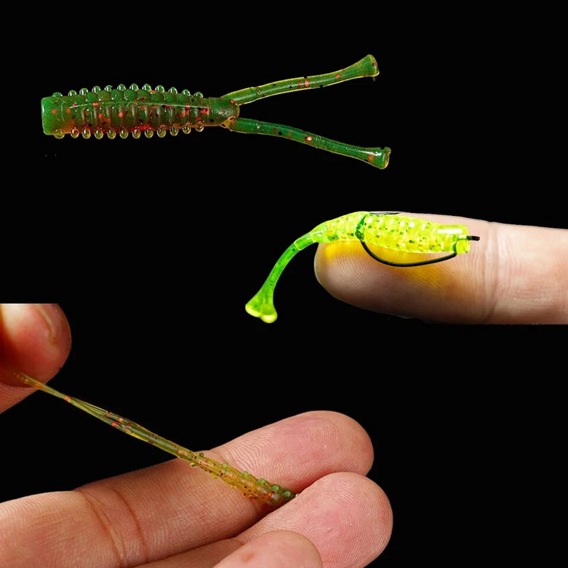 MUKUN 20PCS Micro Soft Fishing Lure 0,4g/40mm Rock Fishing Bait Soft Wobble Wobbler Artificial Fishing Accessories