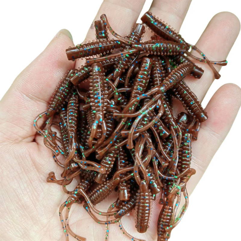 MUKUN 20PCS Micro Soft Fishing Lure 0,4g/40mm Rock Fishing Bait Soft Wobble Wobbler Artificial Fishing Accessories