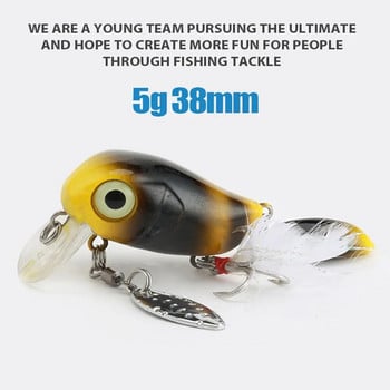 Преносима 3,8 cm 5 g пайети Издръжлива риболовна примамка Treble Hook Crank Bait Въртяща се центрофуга