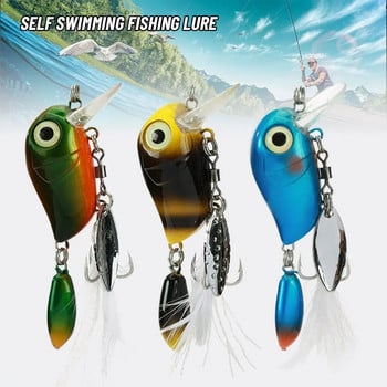 Преносима 3,8 cm 5 g пайети Издръжлива риболовна примамка Treble Hook Crank Bait Въртяща се центрофуга