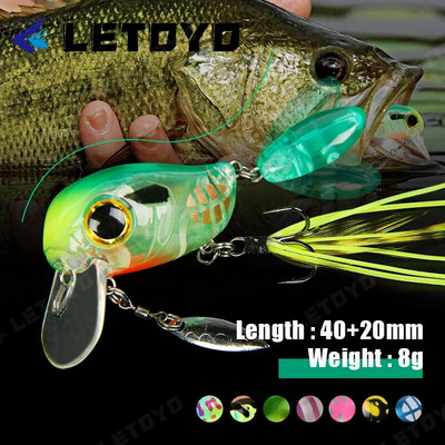 LETOYO Floating Fishing Lure Crank 40mm 8g Γλυκού νερού Bass Crankbait Επιφάνεια τεχνητά σκληρά δολώματα με κουτάλι Wobblers Wake Bait