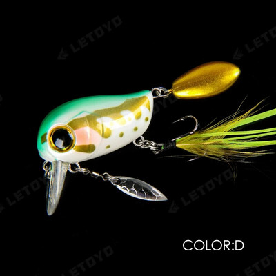 LETOYO peldošs makšķerēšanas māneklis, 40 mm 8 g saldūdens bass crankbait virsmas mākslīgās cietās ēsmas ar karotes vobleriem Wake ēsmu