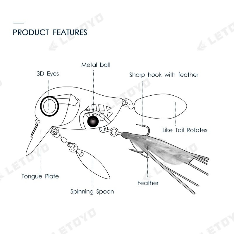 LETOYO peldošs makšķerēšanas māneklis, 40 mm 8 g saldūdens bass crankbait virsmas mākslīgās cietās ēsmas ar karotes vobleriem Wake ēsmu