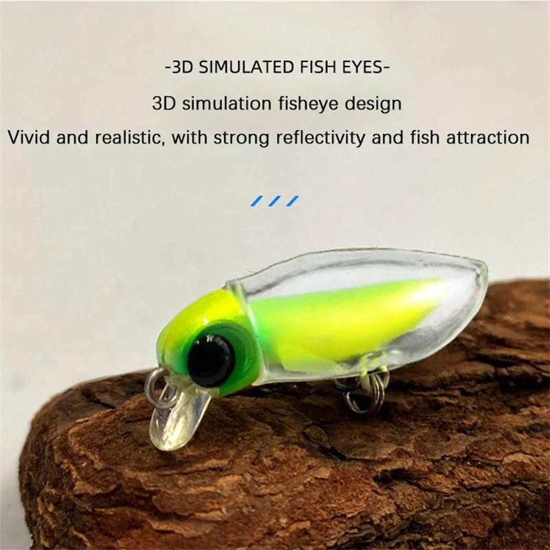 Klusi peldoši tārpu ēsmas mīksta apvalka mānekļi 38 mm/2,7 g Micro Object Noctilucent Light Bug Mini Swimbait Top ūdens makšķerēšanas mānekļu komplekts