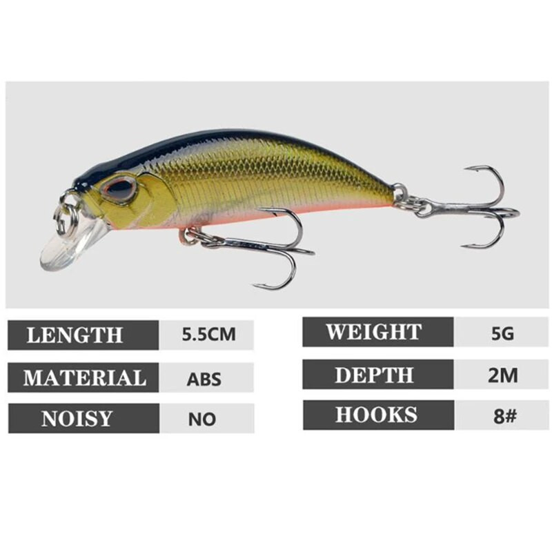 1gab Lēnām grimstošs Minnow zvejas māneklis 5,5 cm 5g Isca mākslīgais cietais bass vobleri 3D Eyes Crankbait karpas līdakas piederumi