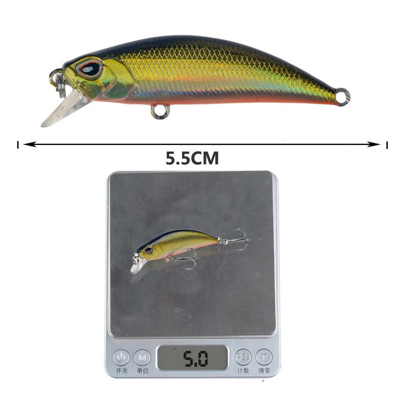1gab Lēnām grimstošs Minnow zvejas māneklis 5,5 cm 5g Isca mākslīgais cietais bass vobleri 3D Eyes Crankbait karpas līdakas piederumi