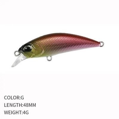 1 τεμ 48 χιλιοστών 4 g Sinking Mini Minnow Bass Trout Lure Trolling Crankbait Wobbler Fishing Micro Lure Sinking Fishing Pesca 48S