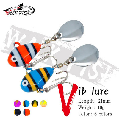 WALK FISH 1 DB Új fém Mini VIB kanalas horgászcsalival 10 g 2,1 cm horgászfelszerelés tű Crankbait vibrációs pergető süllyedő csali