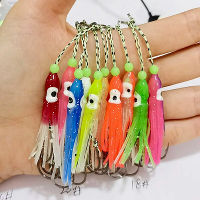 5gab Inchiku palīgāķi ar kalmāru svārkiem palīgāķi Maza izmēra džiga astoņkājis kalmāru snapper āķis 50 mm mīksta ēsma Pesca