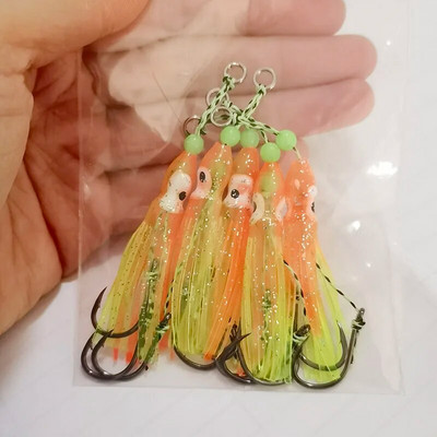 5gab Inchiku palīgāķi ar kalmāru svārkiem palīgāķi Maza izmēra džiga astoņkājis kalmāru snapper āķis 50 mm mīksta ēsma Pesca