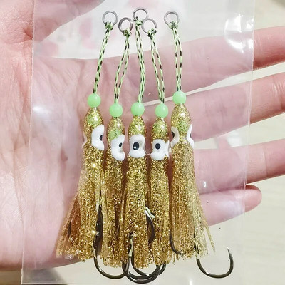 5gab Inchiku palīgāķi ar kalmāru svārkiem palīgāķi Maza izmēra džiga astoņkājis kalmāru snapper āķis 50 mm mīksta ēsma Pesca