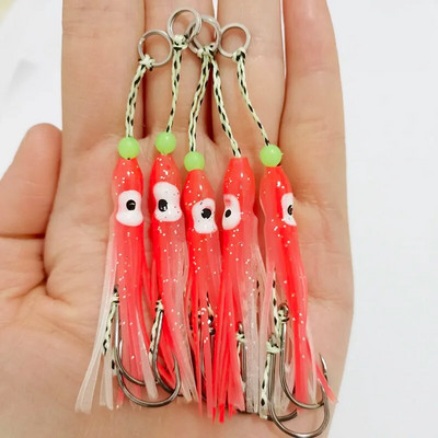 5gab Inchiku palīgāķi ar kalmāru svārkiem palīgāķi Maza izmēra džiga astoņkājis kalmāru snapper āķis 50 mm mīksta ēsma Pesca