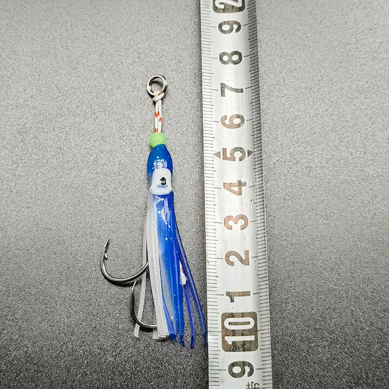 5gab Inchiku palīgāķi ar kalmāru svārkiem palīgāķi Maza izmēra džiga astoņkājis kalmāru snapper āķis 50 mm mīksta ēsma Pesca