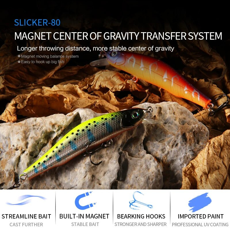 BEARKING 80mm 8.5g profesionālas kvalitātes magnēts svars makšķerēšanas mānekļi minnow crank hot model Artificial Bait Tackle