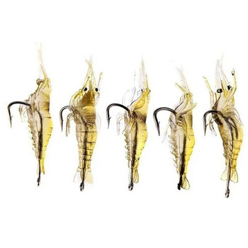 10/20PCS Soft Simulation Shrimp Prawn Lure Hook Crankbaits Fishing Tackle Fishing Lures Artificial Bait Wobblers for Trolling