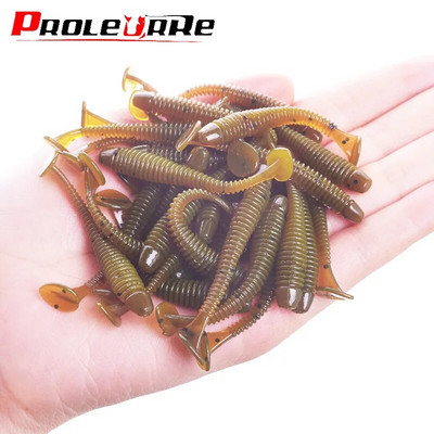 20 vagy 50 db Jig Wobbler horgászcsali szilikon 5cm 0,8g Worm Soft Bait Spirál Tail Swim Mesterséges csali Ponty Bass Pesca Tackle