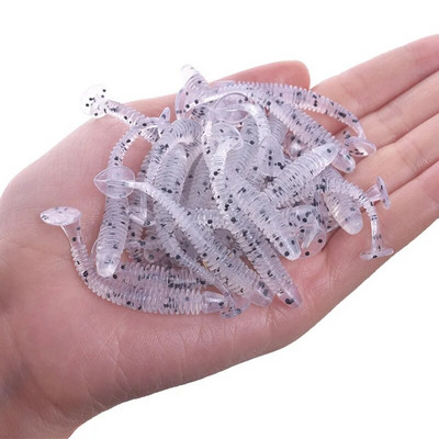 20 või 50 tk Jig Wobblers Püügilant Silikoon 5cm 0,8g Worm Soft Bait Spiraal Tail Swim Kunstsöödad Karpkala Bass Pesca Tackle