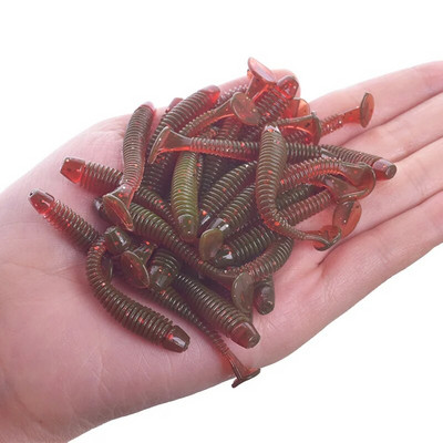 20 või 50 tk Jig Wobblers Püügilant Silikoon 5cm 0,8g Worm Soft Bait Spiraal Tail Swim Kunstsöödad Karpkala Bass Pesca Tackle