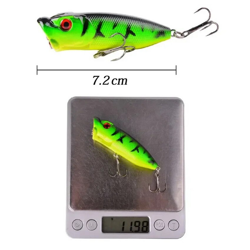 1Pcs 7cm 12g Popper mamac za pecanje tvrdi umjetni mamac Topwater s 2 udice za visoke tonove varalice za ribolov šarana vobler crankbait Pesca