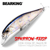 Bearking 10cm 15g karstā modeļa makšķerēšanas mānekļi cieta ēsma 14color for select minnow kvalitātes profesionāla minnow dziļums0,8-1,5m