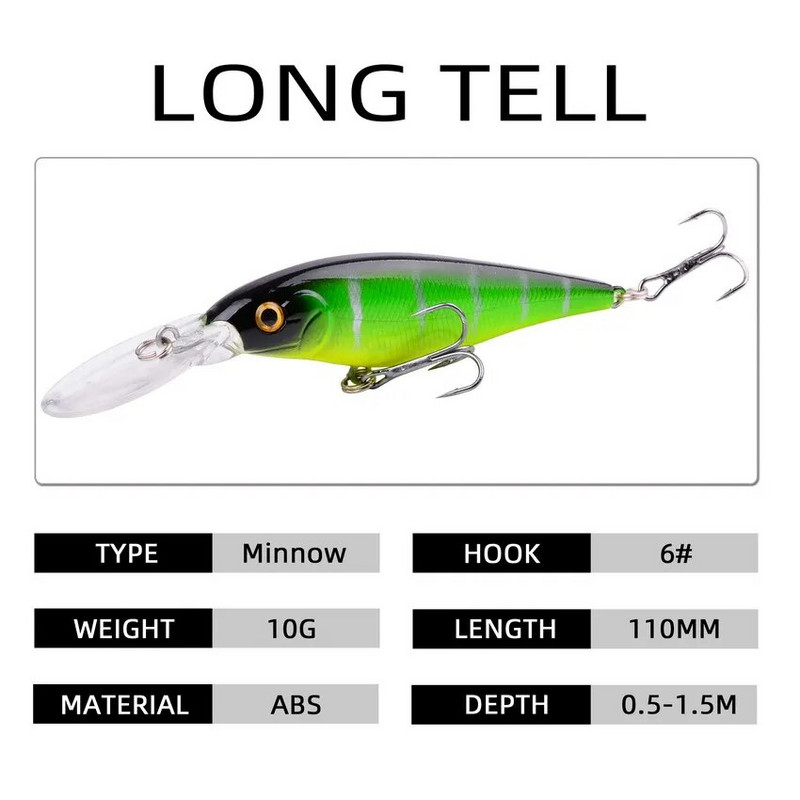 Aorace 1PCS Minnow zvejas māneklis 11cm 10g peldošs cietais voblera ēsma Crankbait karpas svītrains bass Pesca makšķerēšanas piederumi SwimBait