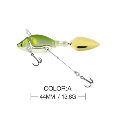 1Gb Rotējoša metāla VIB vibrācijas ēsma Spinner Karote Makšķerēšanas mānekļi 13,6g 4,4cm Jigs Foreles Ziemas makšķerēšanai Hard Baits Tackle Pesca