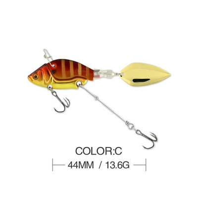 1Gb Rotējoša metāla VIB vibrācijas ēsma Spinner Karote Makšķerēšanas mānekļi 13,6g 4,4cm Jigs Foreles Ziemas makšķerēšanai Hard Baits Tackle Pesca