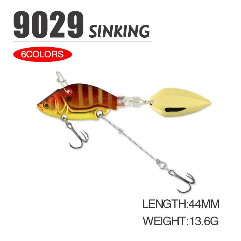 1Gb Rotējoša metāla VIB vibrācijas ēsma Spinner Karote Makšķerēšanas mānekļi 13,6g 4,4cm Jigs Foreles Ziemas makšķerēšanai Hard Baits Tackle Pesca