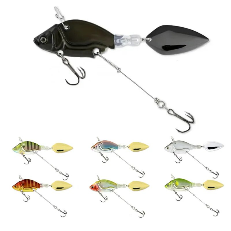 1Gb Rotējoša metāla VIB vibrācijas ēsma Spinner Karote Makšķerēšanas mānekļi 13,6g 4,4cm Jigs Foreles Ziemas makšķerēšanai Hard Baits Tackle Pesca